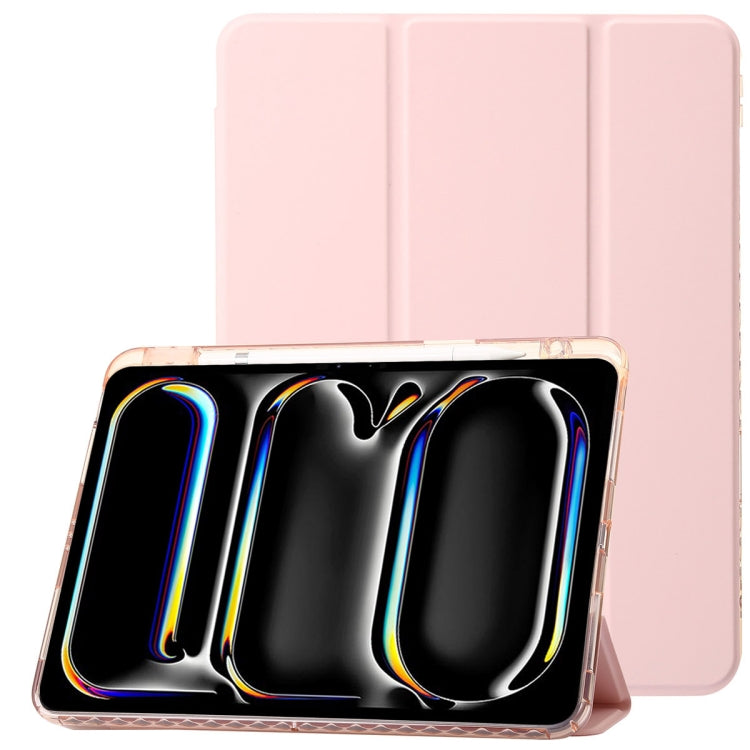Clear Acrylic 3-Fold Leather Tablet Case, For iPad Pro 13 2024, For iPad Pro 11 2024