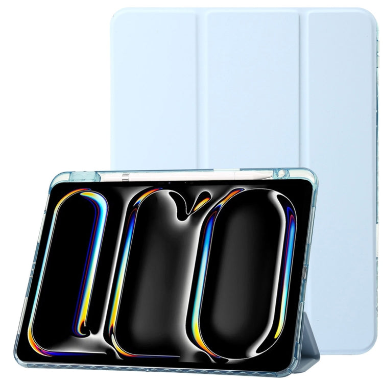 Clear Acrylic 3-Fold Leather Tablet Case, For iPad Pro 13 2024, For iPad Pro 11 2024