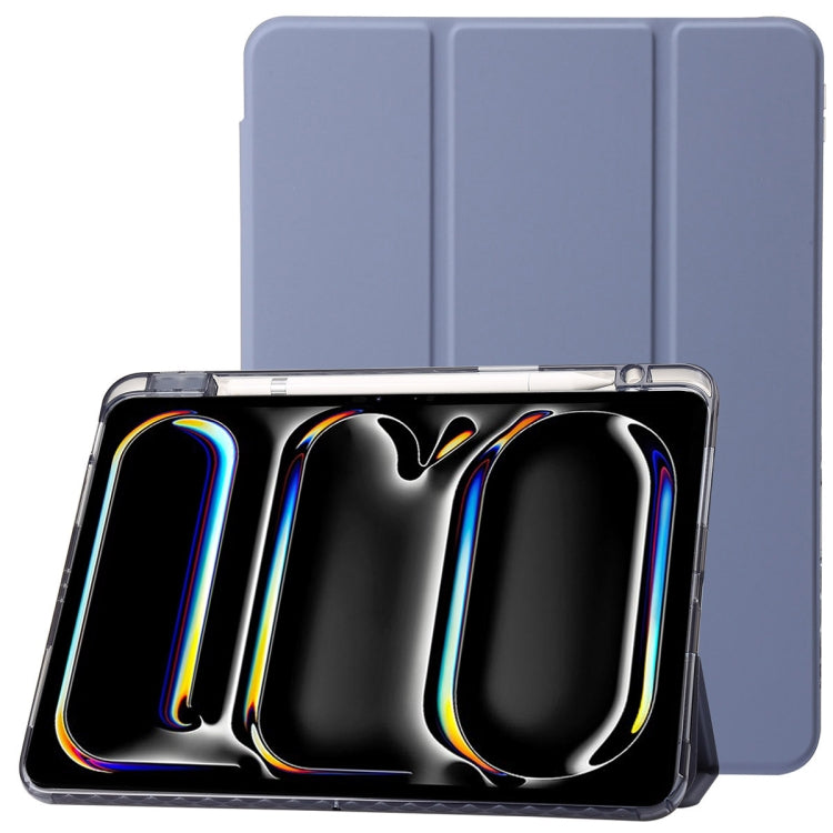 Clear Acrylic 3-Fold Leather Tablet Case, For iPad Pro 13 2024, For iPad Pro 11 2024