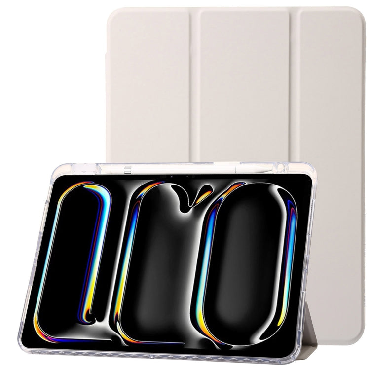Clear Acrylic 3-Fold Leather Tablet Case, For iPad 10th Gen 10.9 2022, For iPad Air 11 2025 / 2024, For iPad Air 13 2025 / 2024