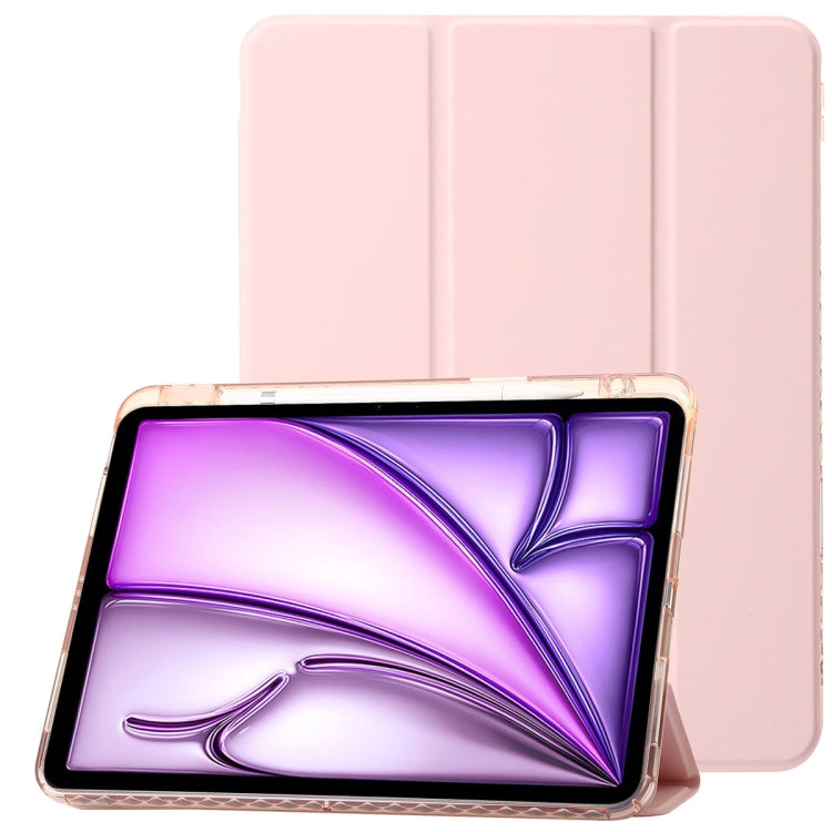 Clear Acrylic 3-Fold Leather Tablet Case, For iPad 10th Gen 10.9 2022, For iPad Air 11 2025 / 2024, For iPad Air 13 2025 / 2024