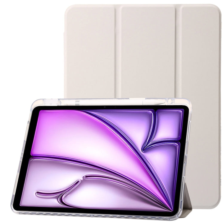 Clear Acrylic 3-Fold Leather Tablet Case, For iPad 10th Gen 10.9 2022, For iPad Air 11 2025 / 2024, For iPad Air 13 2025 / 2024