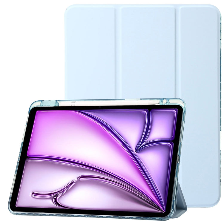 Clear Acrylic 3-Fold Leather Tablet Case, For iPad 10th Gen 10.9 2022, For iPad Air 11 2025 / 2024, For iPad Air 13 2025 / 2024