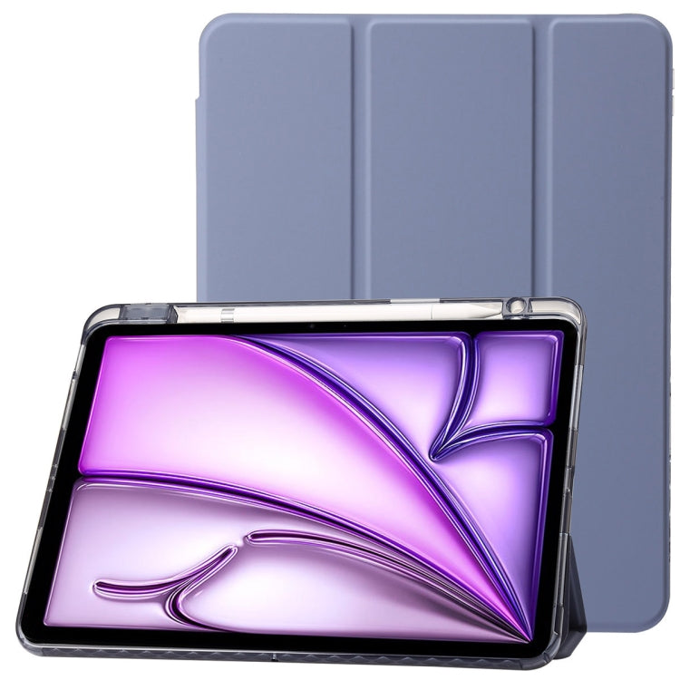 Clear Acrylic 3-Fold Leather Tablet Case, For iPad 10th Gen 10.9 2022, For iPad Air 11 2025 / 2024, For iPad Air 13 2025 / 2024