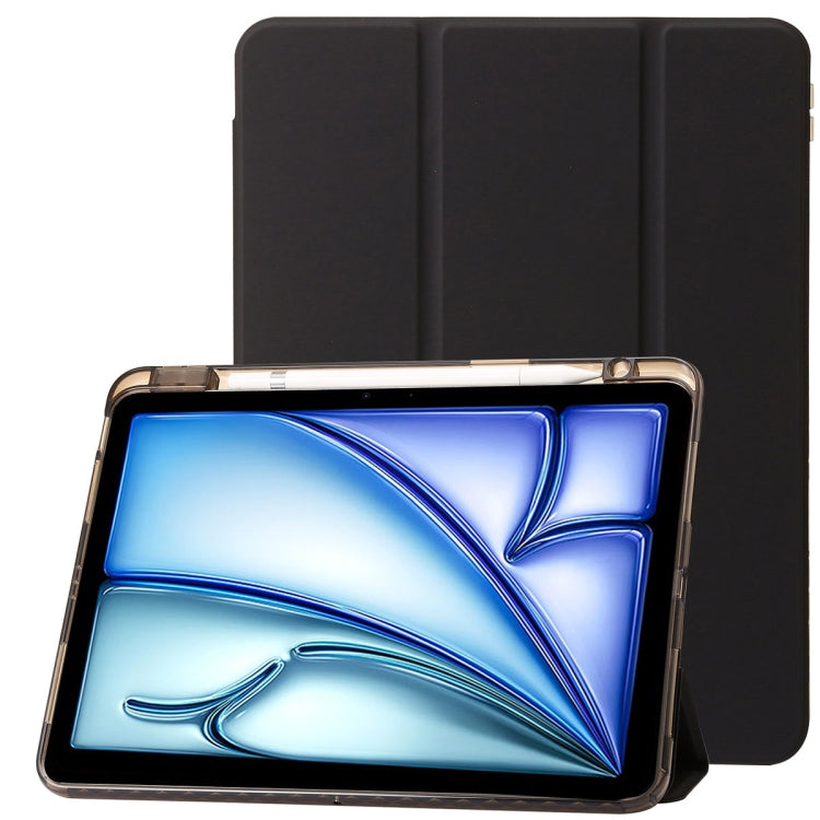 Clear Acrylic 3-Fold Leather Tablet Case, For iPad Pro 13 2024, For iPad Pro 11 2024
