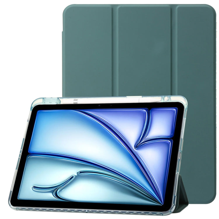 Clear Acrylic 3-Fold Leather Tablet Case, For iPad Pro 13 2024, For iPad Pro 11 2024