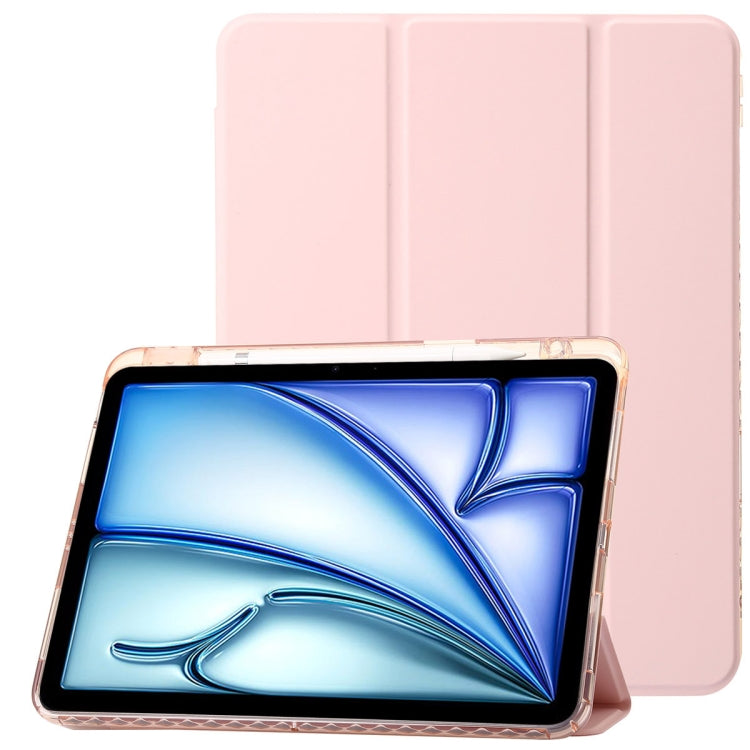Clear Acrylic 3-Fold Leather Tablet Case, For iPad Pro 13 2024, For iPad Pro 11 2024
