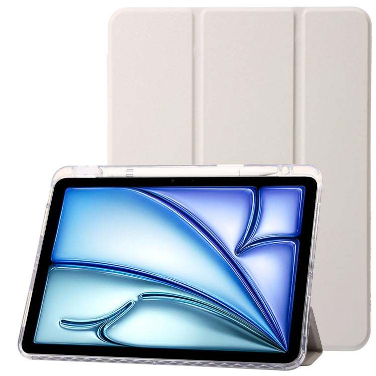 Clear Acrylic 3-Fold Leather Tablet Case, For iPad Pro 13 2024, For iPad Pro 11 2024