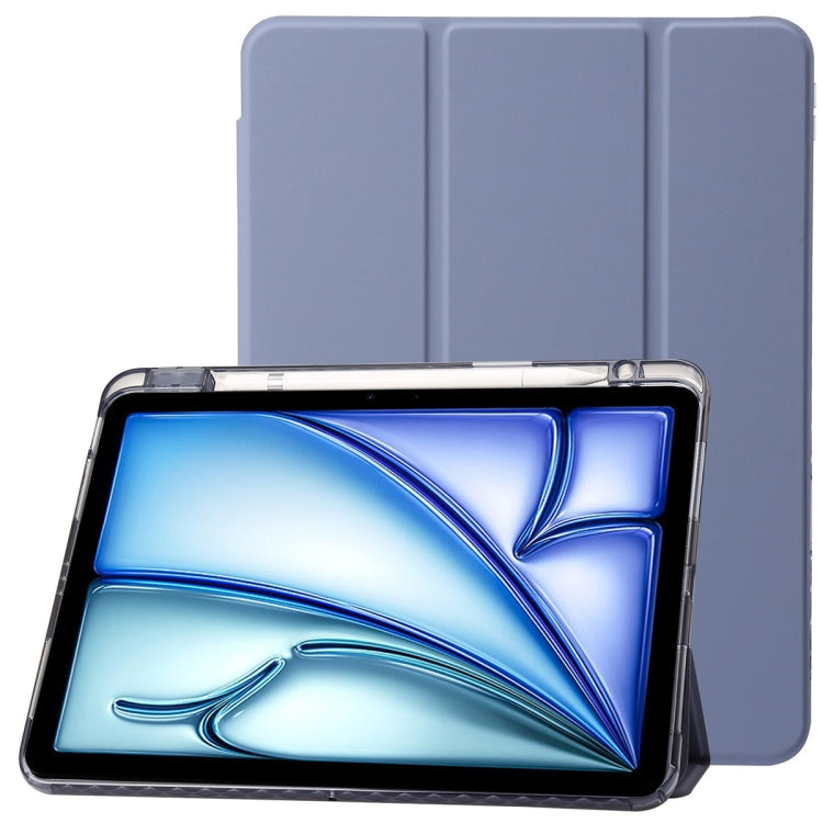 Clear Acrylic 3-Fold Leather Tablet Case, For iPad Pro 13 2024, For iPad Pro 11 2024