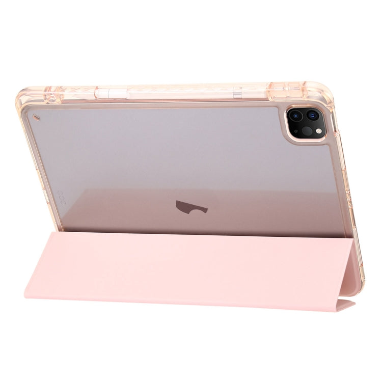 Clear Acrylic 3-Fold Leather Tablet Case, For iPad Pro 13 2024, For iPad Pro 11 2024