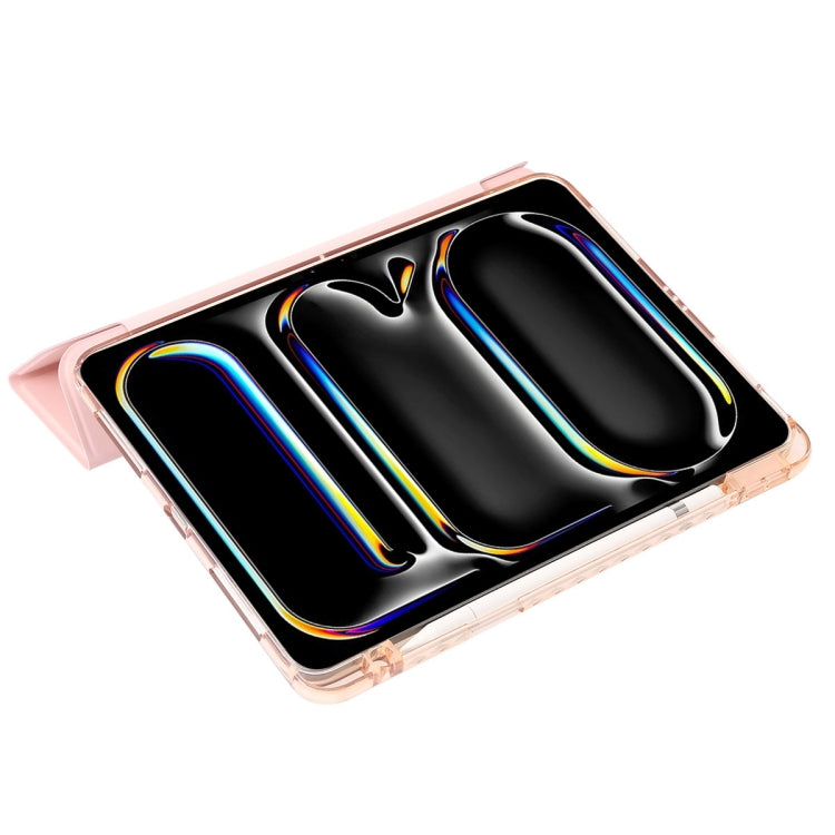 Clear Acrylic 3-Fold Leather Tablet Case, For iPad Pro 13 2024, For iPad Pro 11 2024