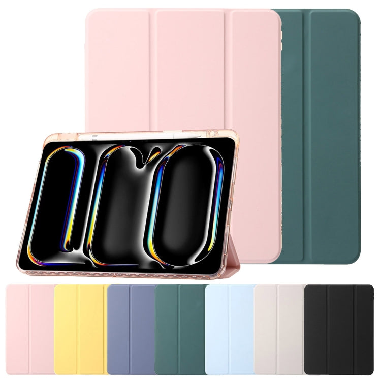 Clear Acrylic 3-Fold Leather Tablet Case, For iPad Pro 13 2024, For iPad Pro 11 2024