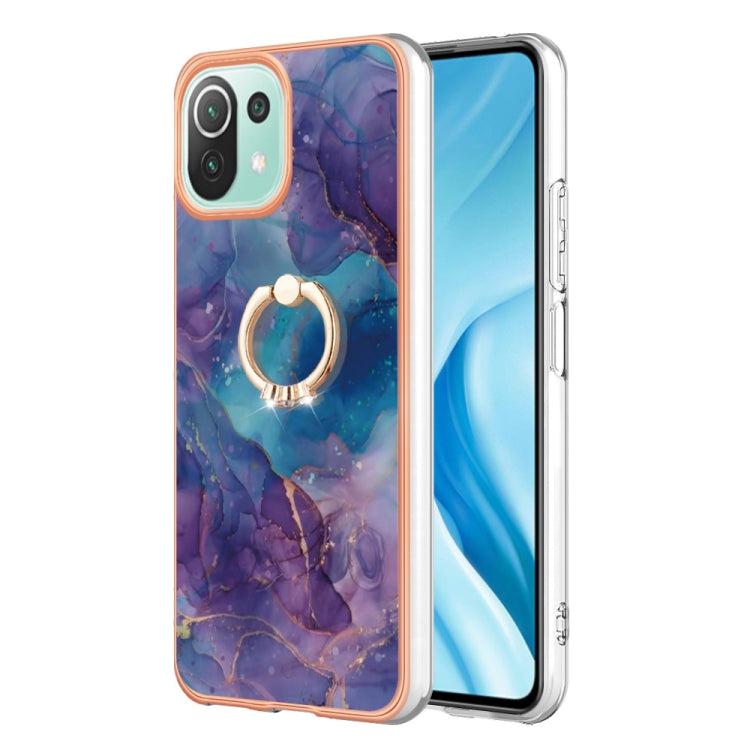 Electroplating Marble Dual-side IMD Phone Case with Ring