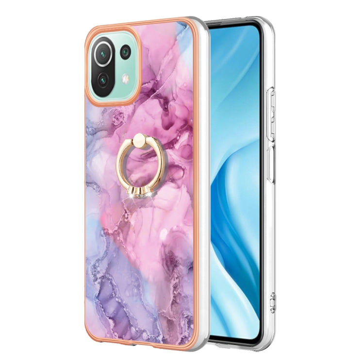 Electroplating Marble Dual-side IMD Phone Case with Ring