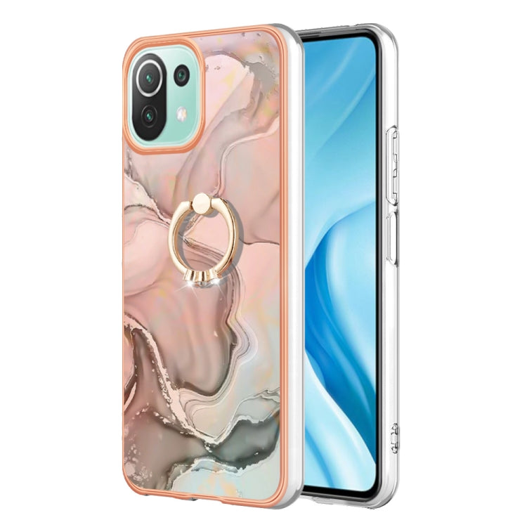 Electroplating Marble Dual-side IMD Phone Case with Ring