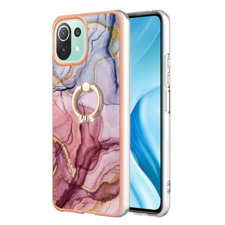 Electroplating Marble Dual-side IMD Phone Case with Ring