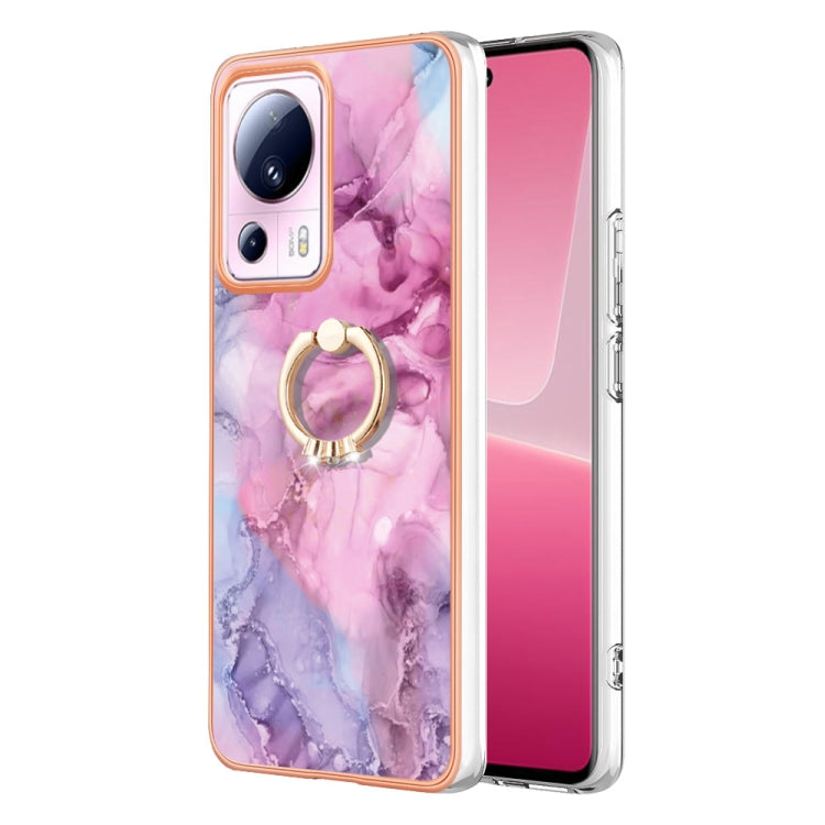 Electroplating Marble Dual-side IMD Phone Case with Ring