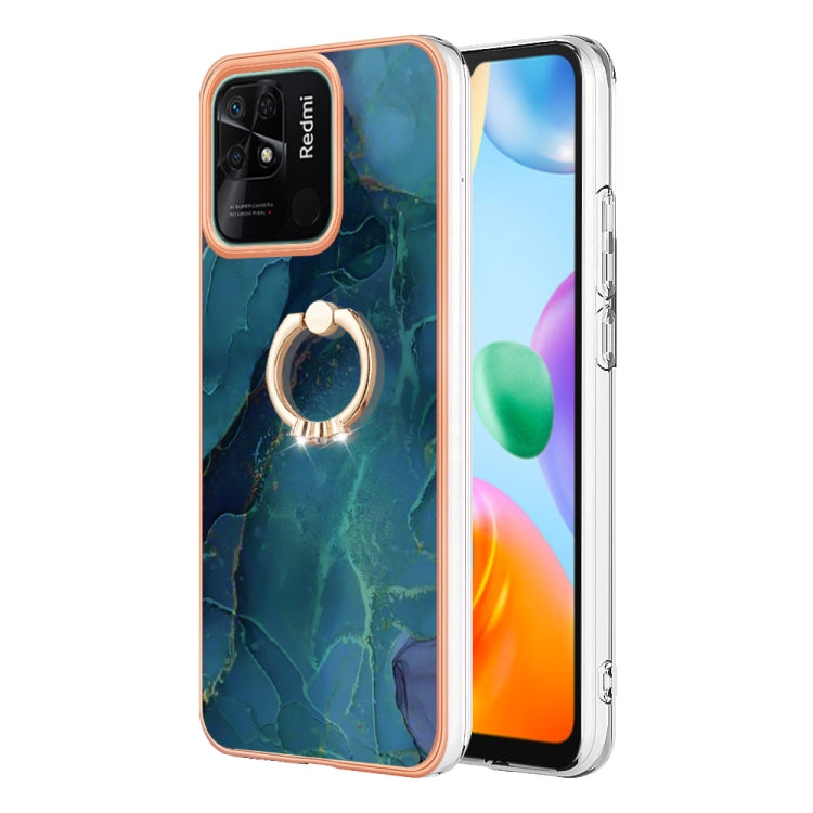 Electroplating Marble Dual-side IMD Phone Case with Ring