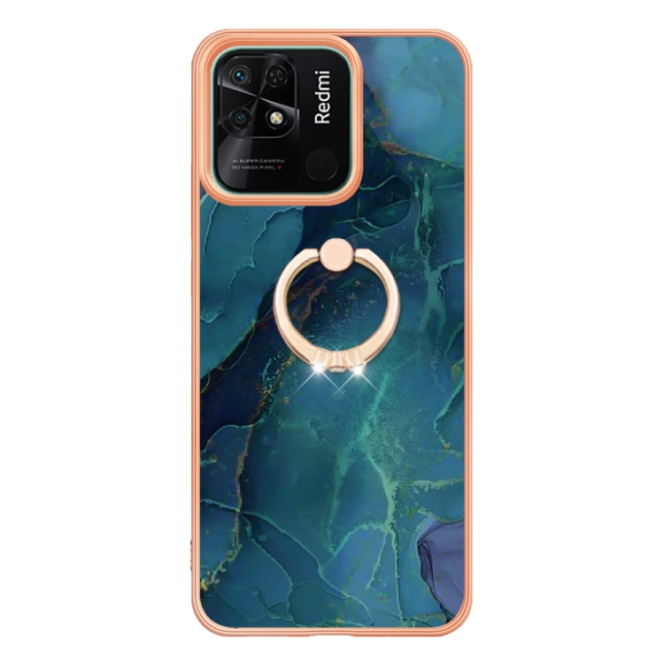 Electroplating Marble Dual-side IMD Phone Case with Ring