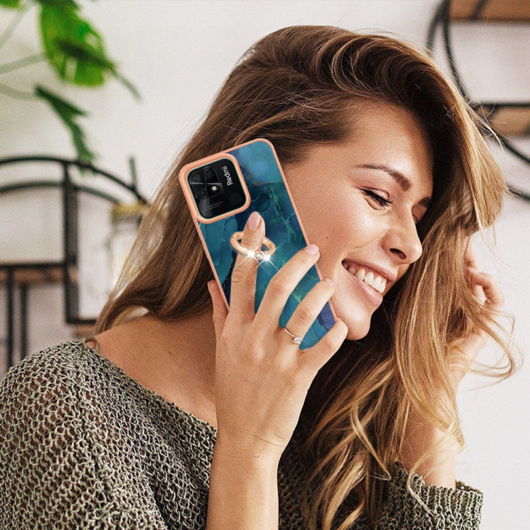 Electroplating Marble Dual-side IMD Phone Case with Ring