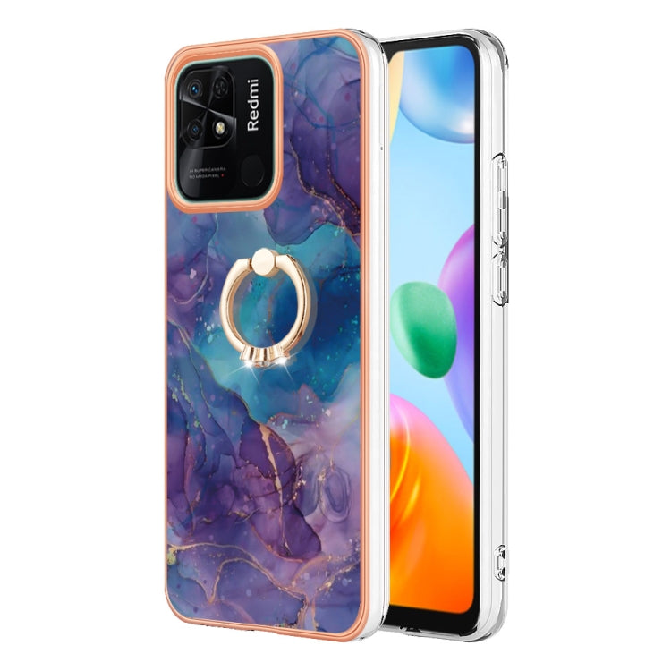 Electroplating Marble Dual-side IMD Phone Case with Ring