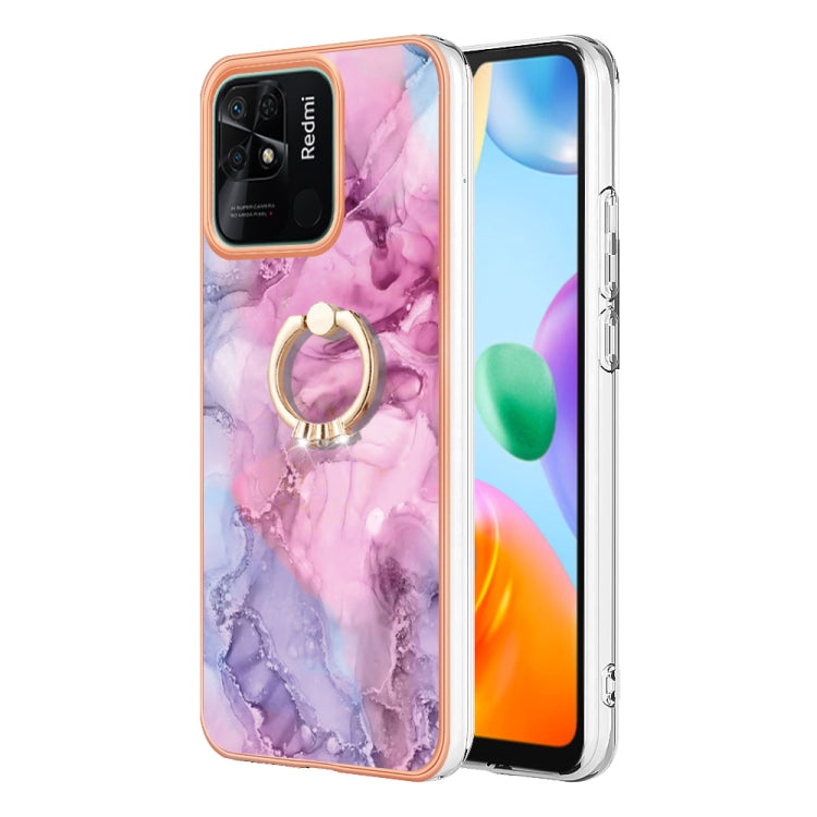 Electroplating Marble Dual-side IMD Phone Case with Ring