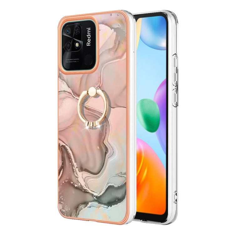 Electroplating Marble Dual-side IMD Phone Case with Ring