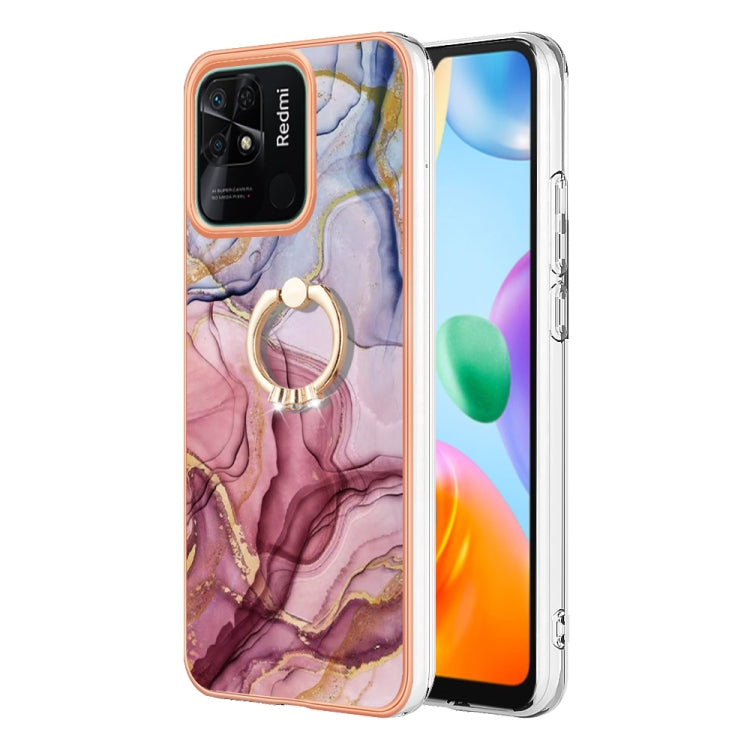 Electroplating Marble Dual-side IMD Phone Case with Ring