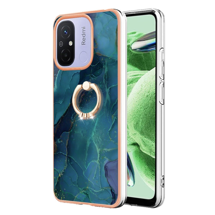 Electroplating Marble Dual-side IMD Phone Case with Ring