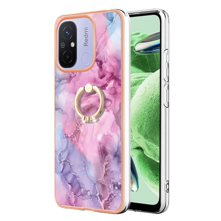 Electroplating Marble Dual-side IMD Phone Case with Ring