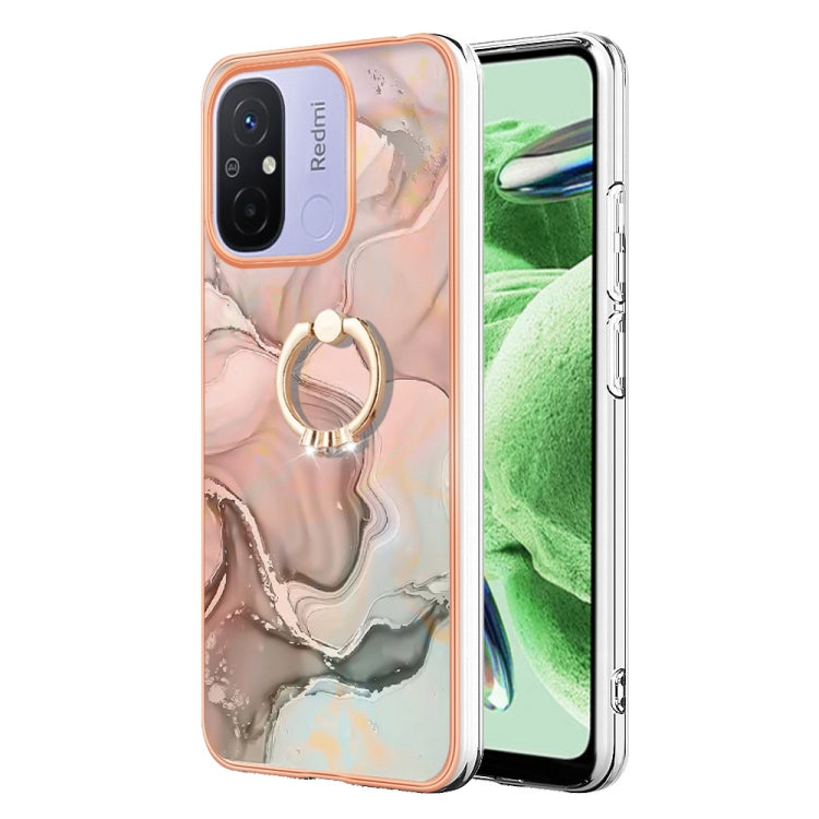 Electroplating Marble Dual-side IMD Phone Case with Ring