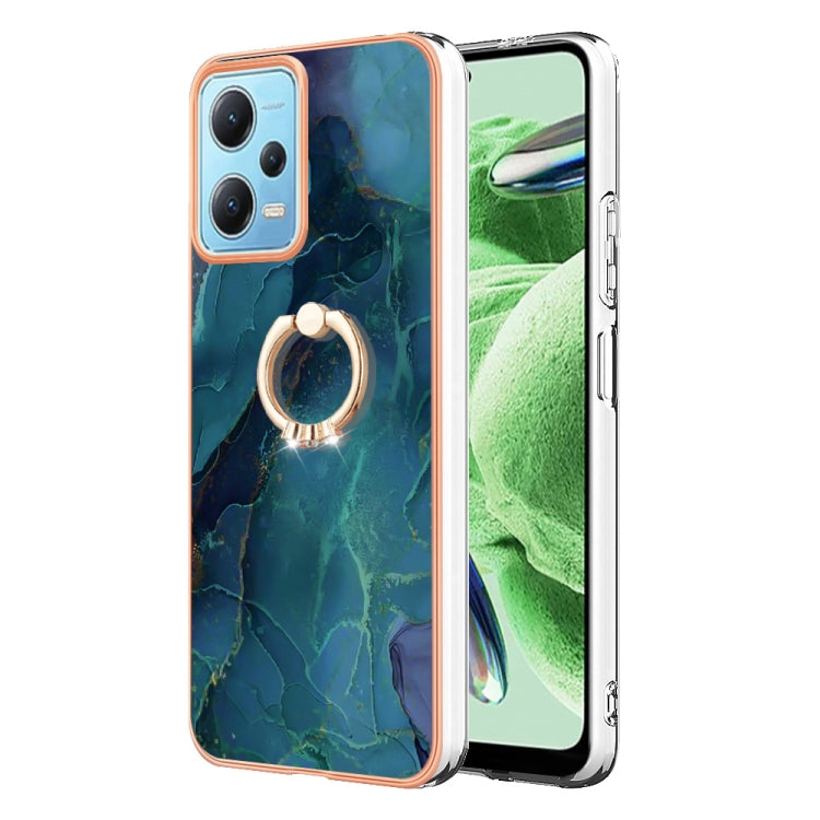 Electroplating Marble Dual-side IMD Phone Case with Ring