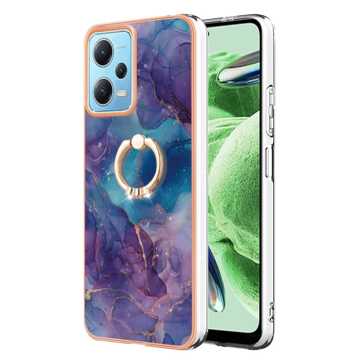 Electroplating Marble Dual-side IMD Phone Case with Ring