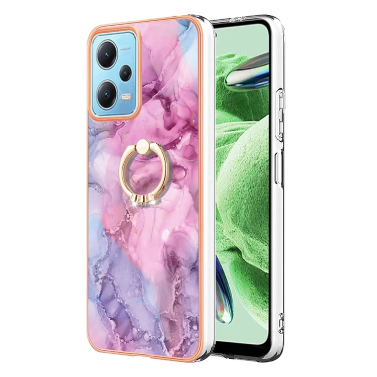 Electroplating Marble Dual-side IMD Phone Case with Ring