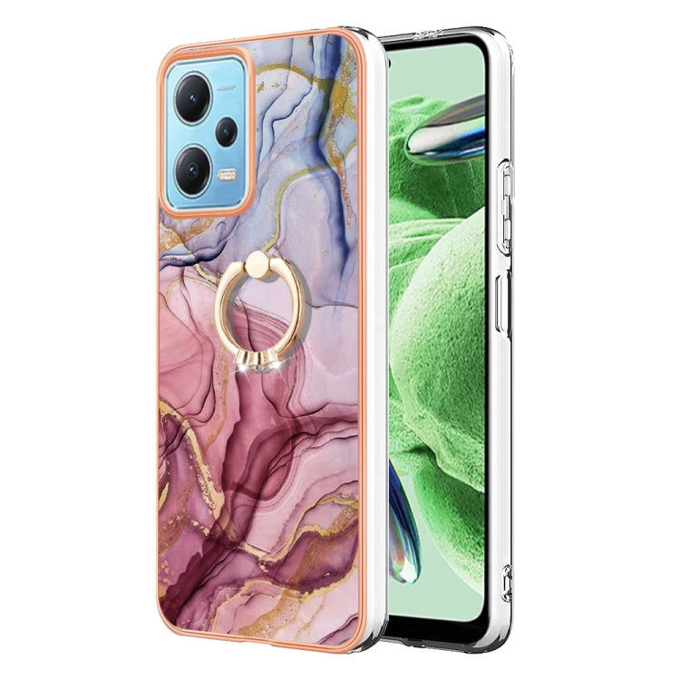Electroplating Marble Dual-side IMD Phone Case with Ring