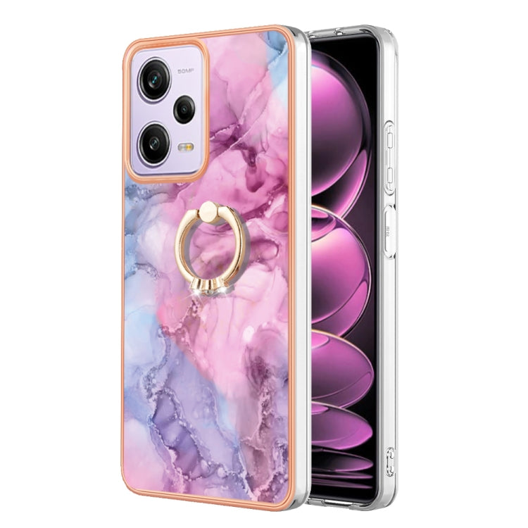 Electroplating Marble Dual-side IMD Phone Case with Ring