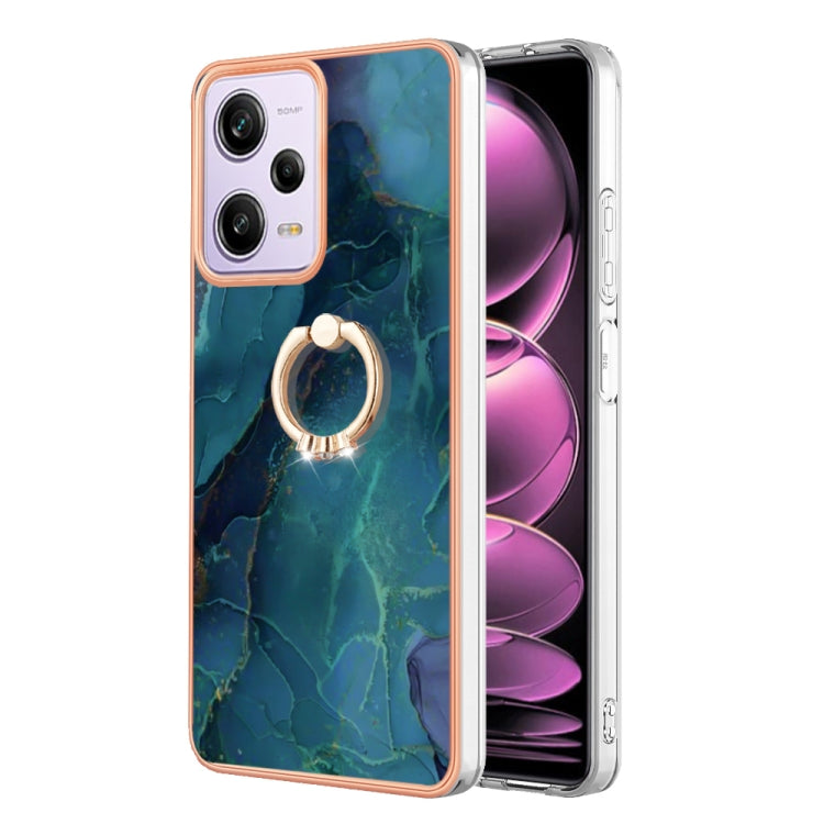 Electroplating Marble Dual-side IMD Phone Case with Ring