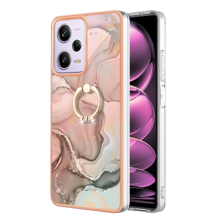 Electroplating Marble Dual-side IMD Phone Case with Ring