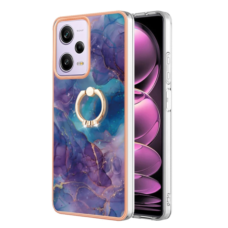 Electroplating Marble Dual-side IMD Phone Case with Ring