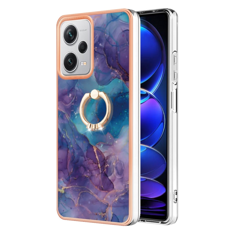 Electroplating Marble Dual-side IMD Phone Case with Ring