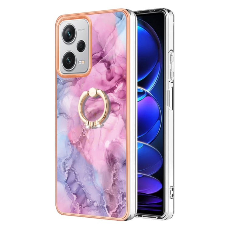Electroplating Marble Dual-side IMD Phone Case with Ring