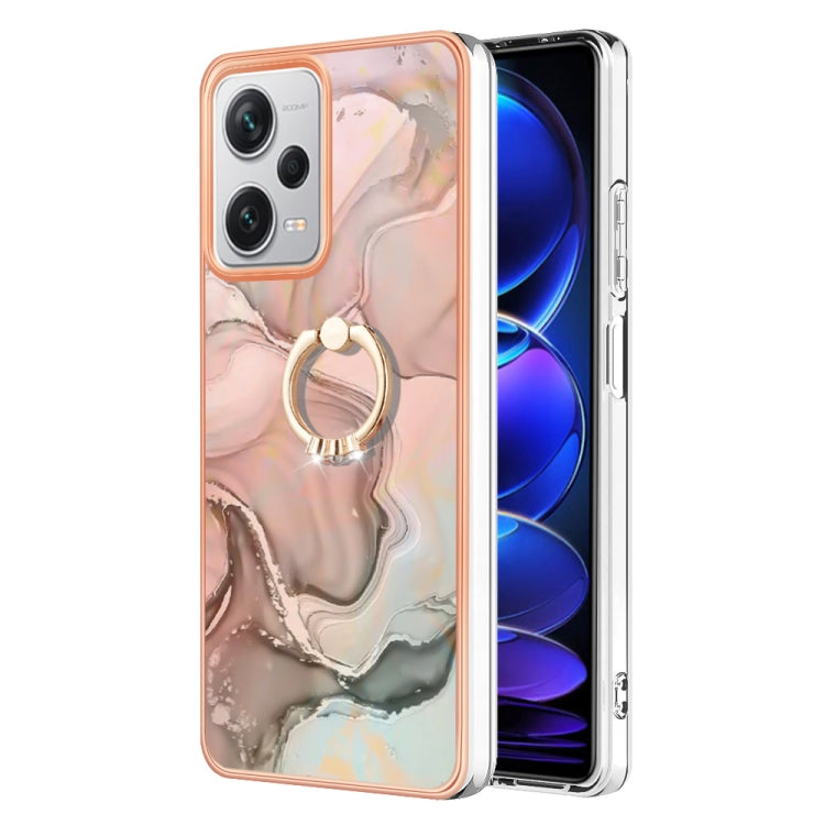 Electroplating Marble Dual-side IMD Phone Case with Ring