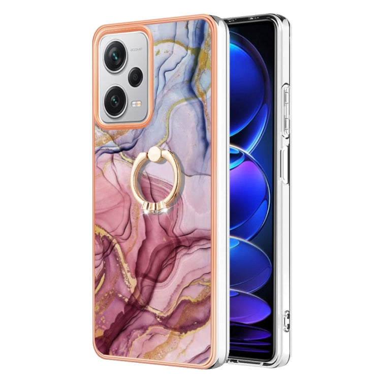 Electroplating Marble Dual-side IMD Phone Case with Ring