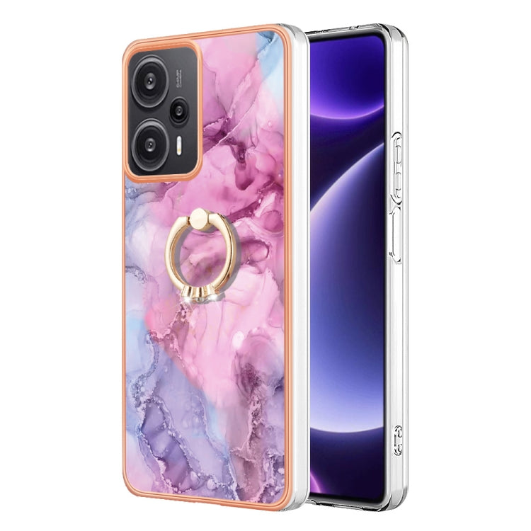 Electroplating Marble Dual-side IMD Phone Case with Ring