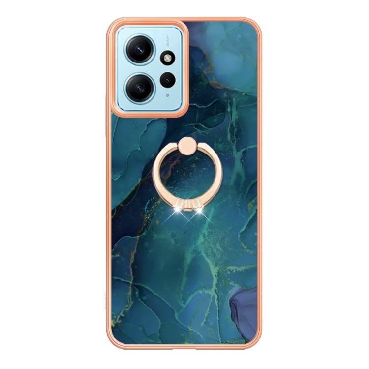 Electroplating Marble Dual-side IMD Phone Case with Ring