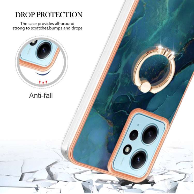 Electroplating Marble Dual-side IMD Phone Case with Ring