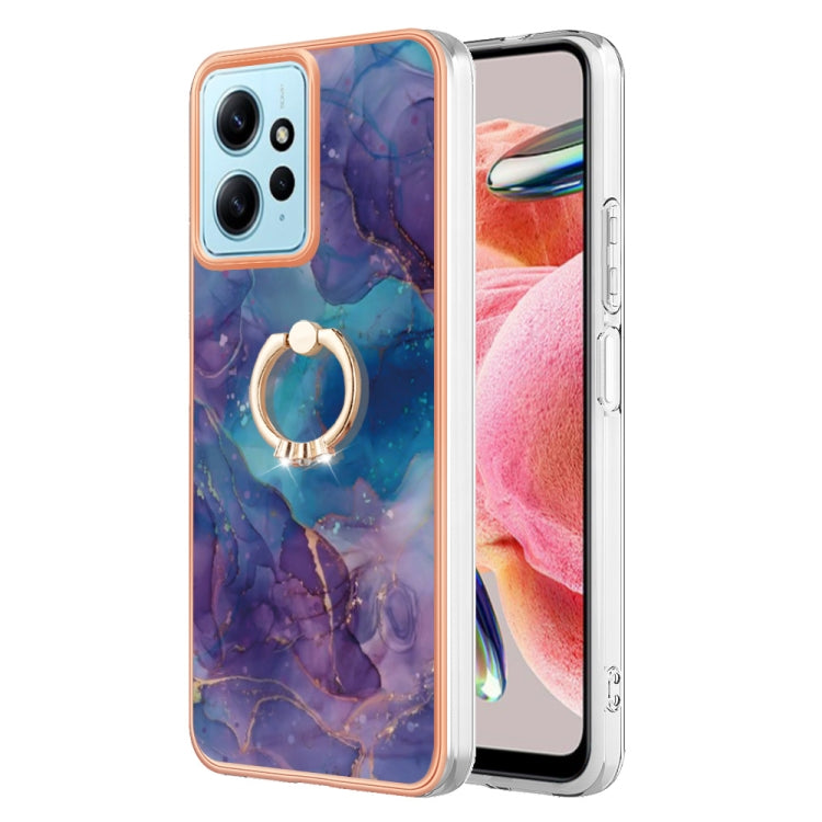 Electroplating Marble Dual-side IMD Phone Case with Ring