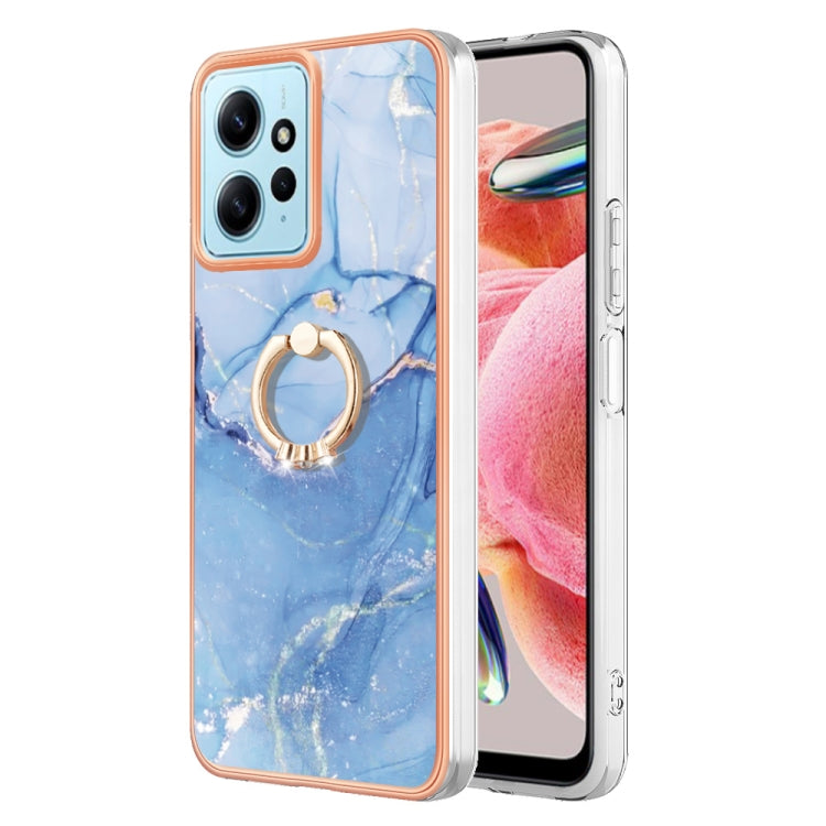 Electroplating Marble Dual-side IMD Phone Case with Ring
