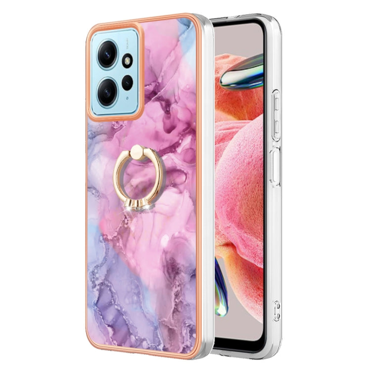 Electroplating Marble Dual-side IMD Phone Case with Ring