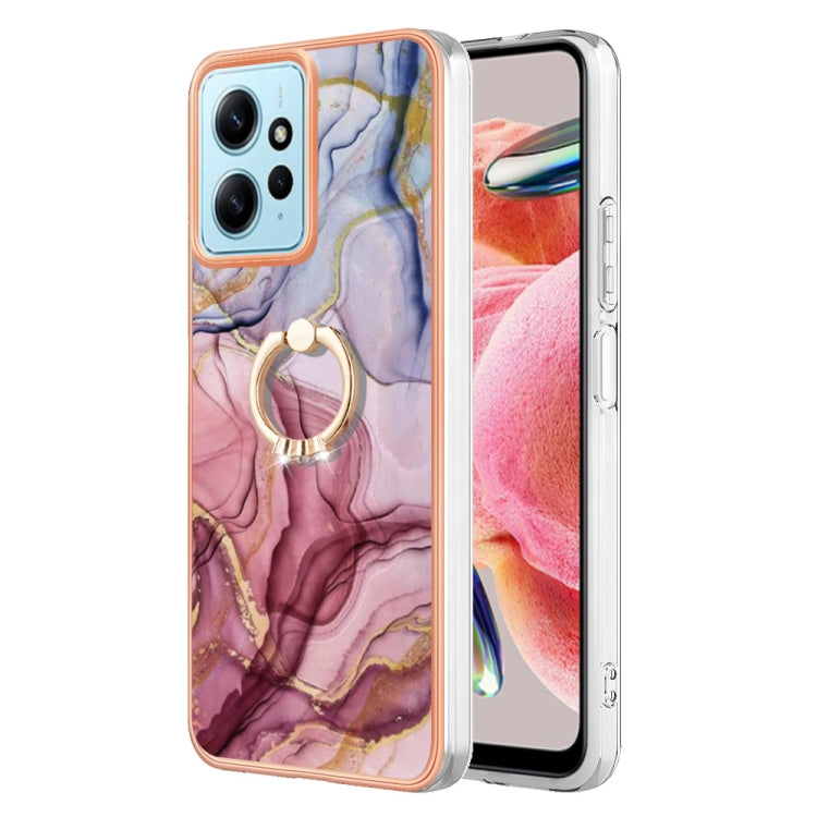Electroplating Marble Dual-side IMD Phone Case with Ring